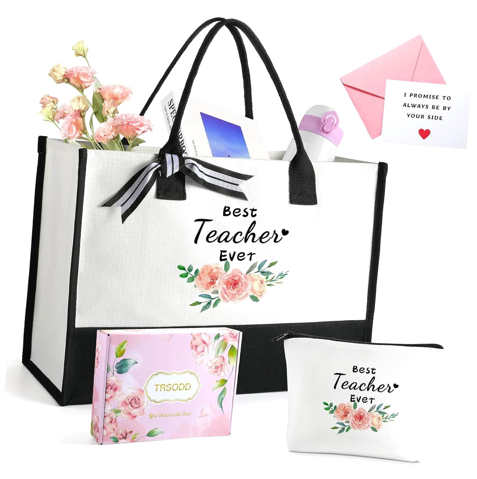 FREEAMG Teacher Birthday for Women Best Teacher Canvas Tote Bag and ...