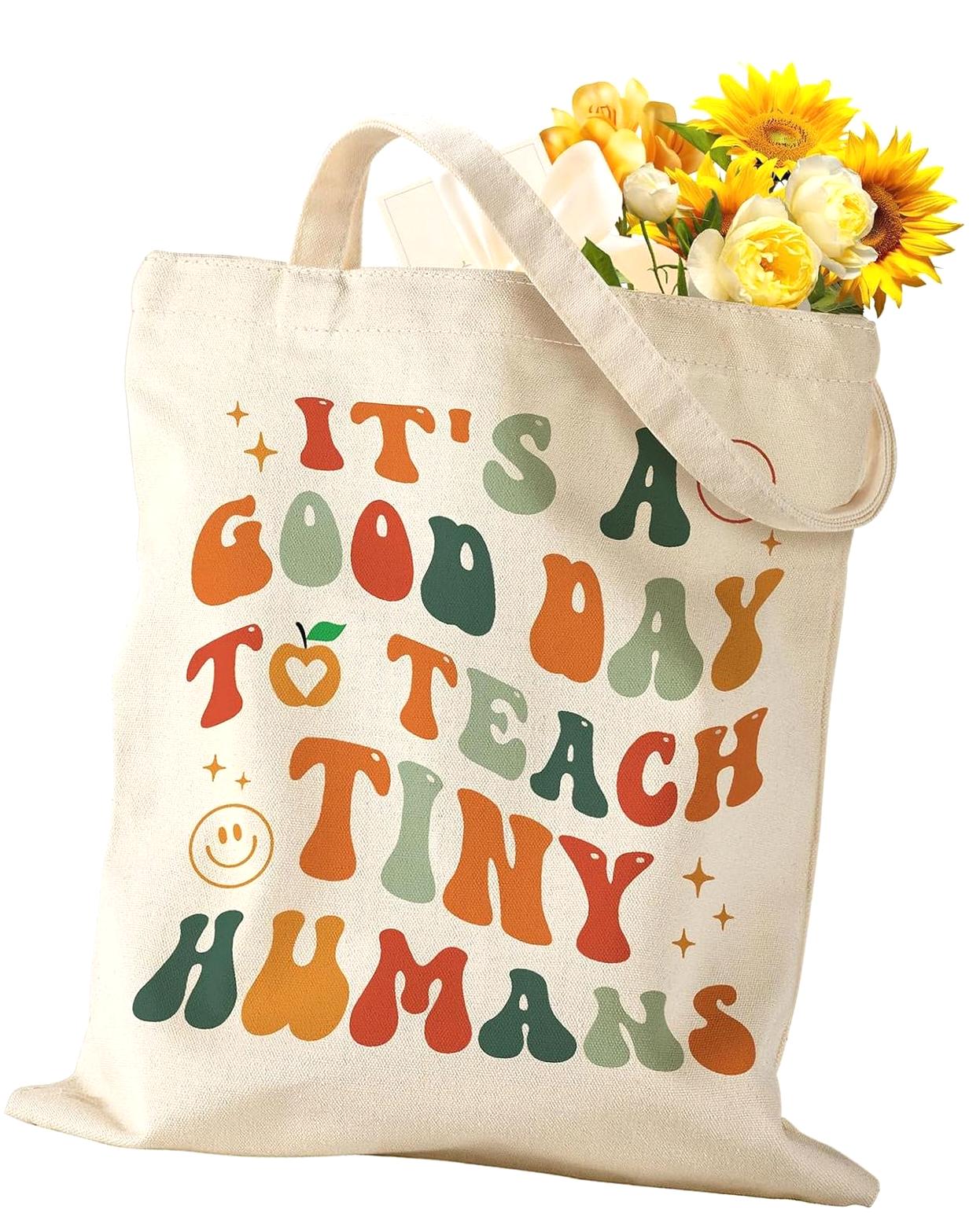 FREEAMG Teacher Tote Bag - Stylish Adorable Women Canvas Tote Bag ...