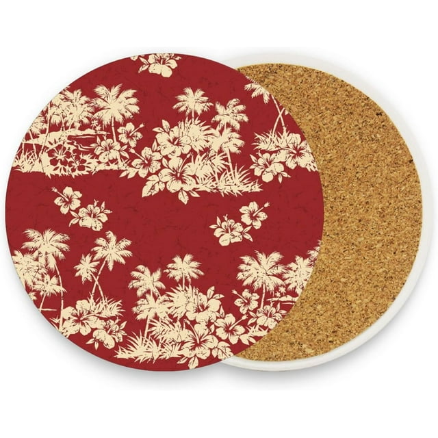 FREEAMG Tropical Design Red Coasters for Drinks Set of 2, Absorbent ...