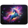 thumbnail image 1 of FREEAMG Unicorn Galaxy Dish Drying Mat for Kitchen Counter, Ultra Absorbent Reversible Microfiber Dishes Drying Rack Pad Heat-resistant Mats 18x24in, 1 of 7