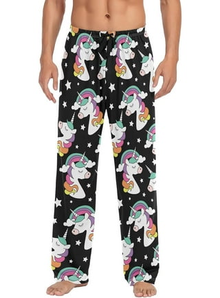 Cute Unicorn Pajama Pants Flower Heart Rainbow Men's Pajama Bottoms Lounge  Sleepwear PJs Casual Sleep Pants S at  Men's Clothing store