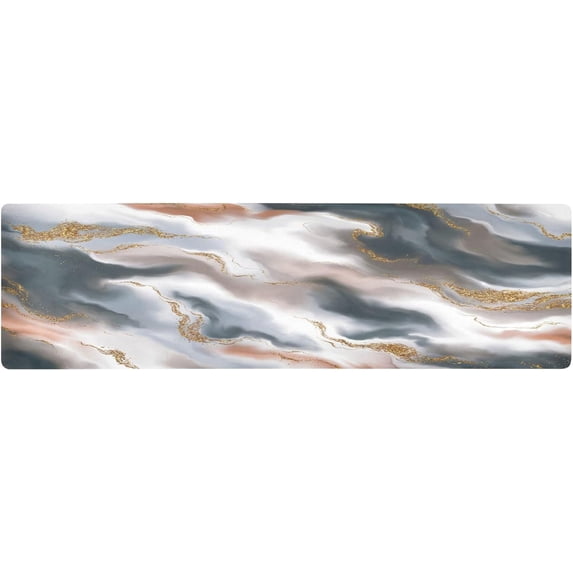 FREEAMG Unique Luxurious Marble Long Trivet Table Runner Non-Slip Heat Resistant Table Protector Waterproof Easy to Clean Abstract Hot Pads Pot Holder Table Mats