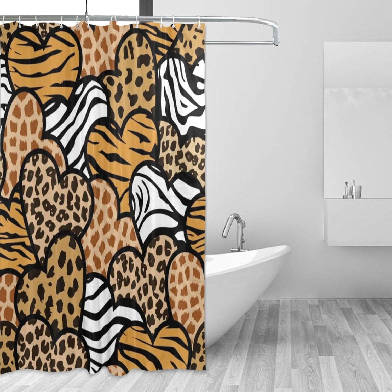 Archery Heart Pattern Print Bathroom Shower Curtain