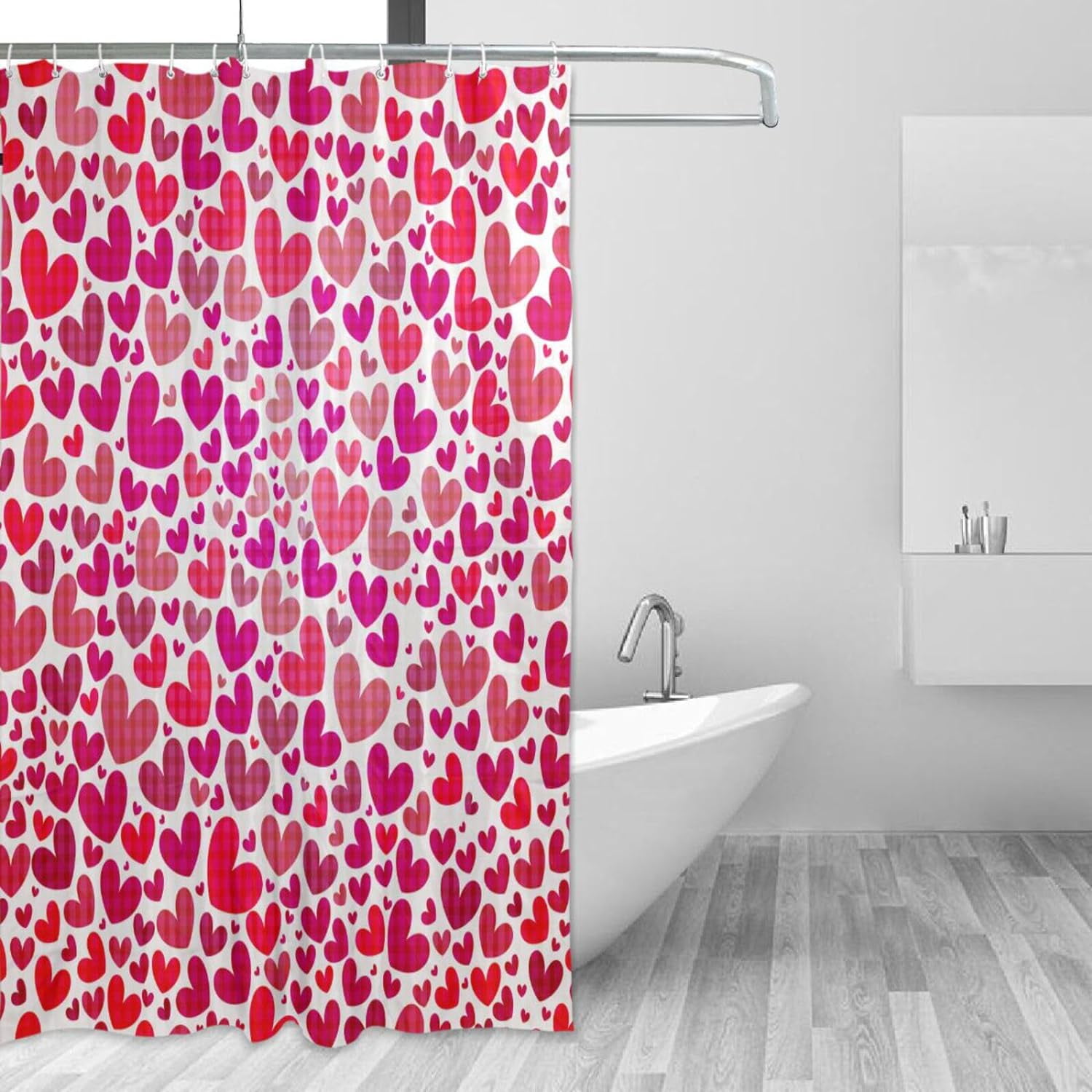 Fairisle Heart Christmas Pattern Print Bathroom Shower Curtain