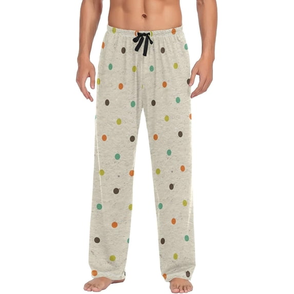 FREEAMG Vintage Dark Blue Polka Dot Men's Pajama Pants Sleepwear Lounge Pajama Bottoms
