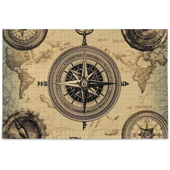 FREEAMG Vintage World Map Puzzle 1000 Pieces - Wooden Jigsaw Puzzles for Family Games - Suitable for Teenagers and Adults, 29.5"x19.7"