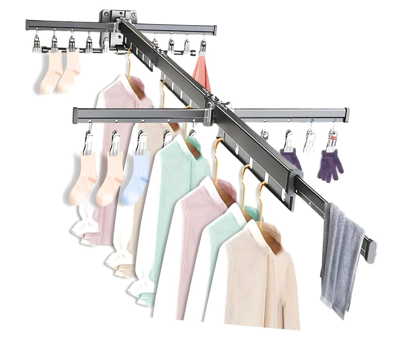 FREEAMG Wall-Mounted Clothes Drying Rack, Collapsible Laundry Drying ...