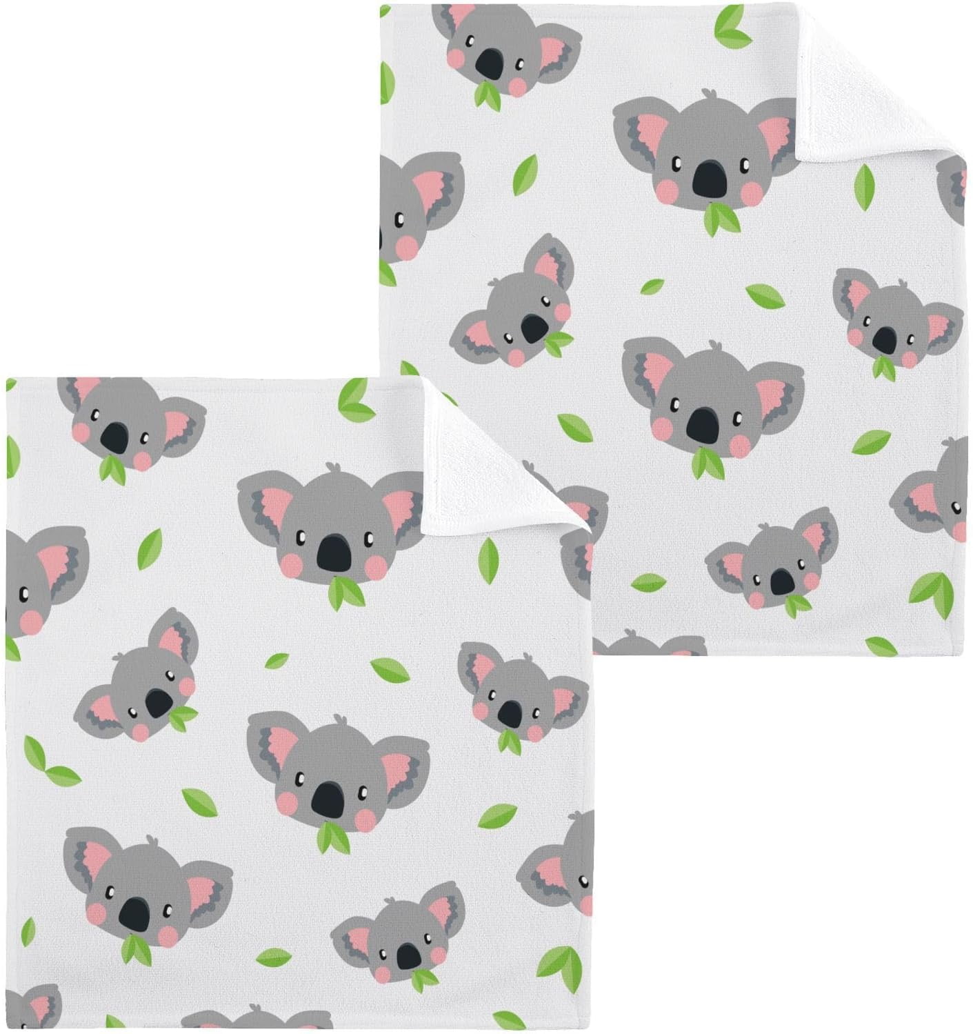 FREEAMG Washcloths 4 Pack Koala Head Pattern Cotton Wash Cloths 12 x