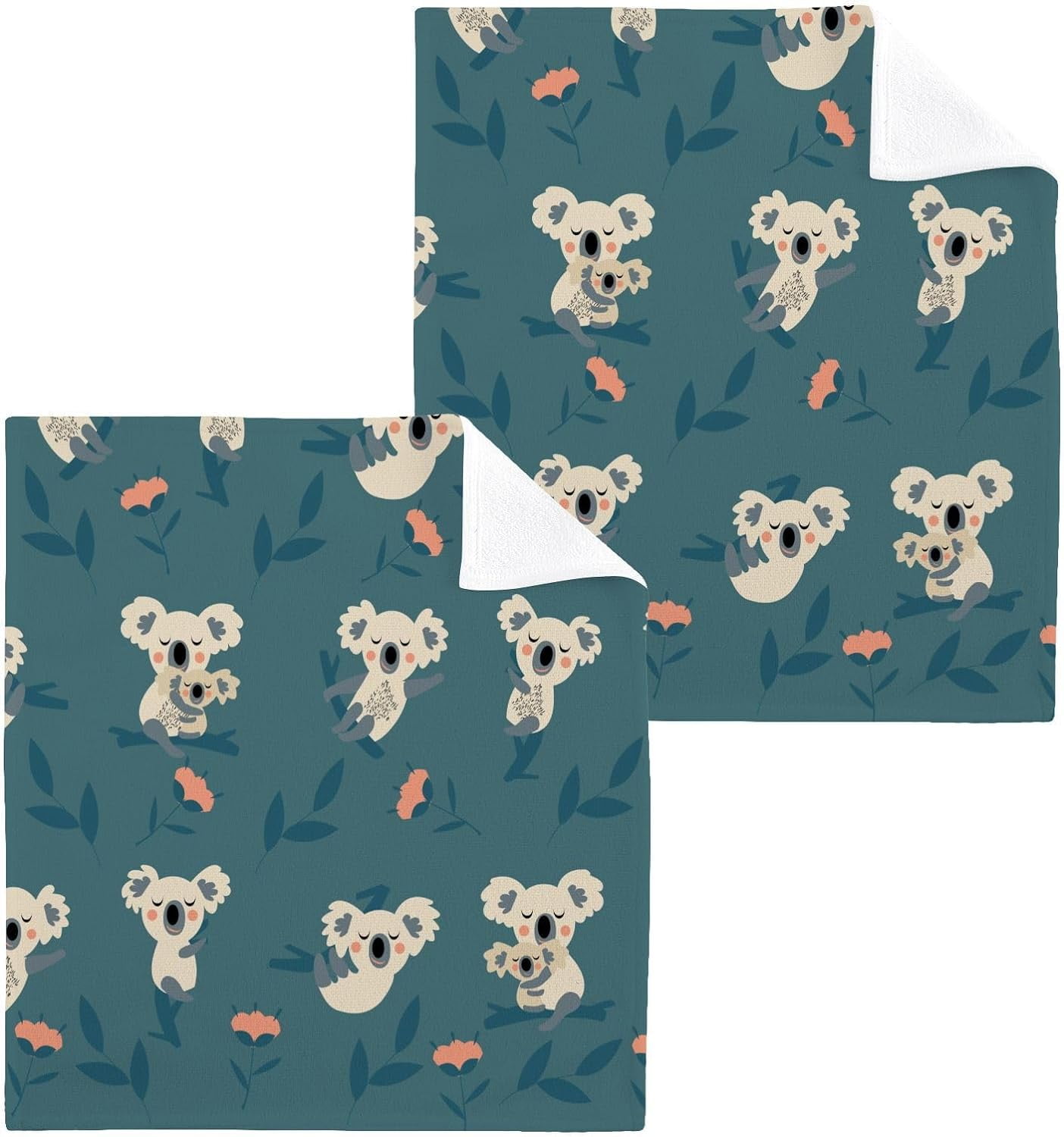 FREEAMG Washcloths 6 Pack Cute Koala Bears Cotton Wash Cloths 12 x 12