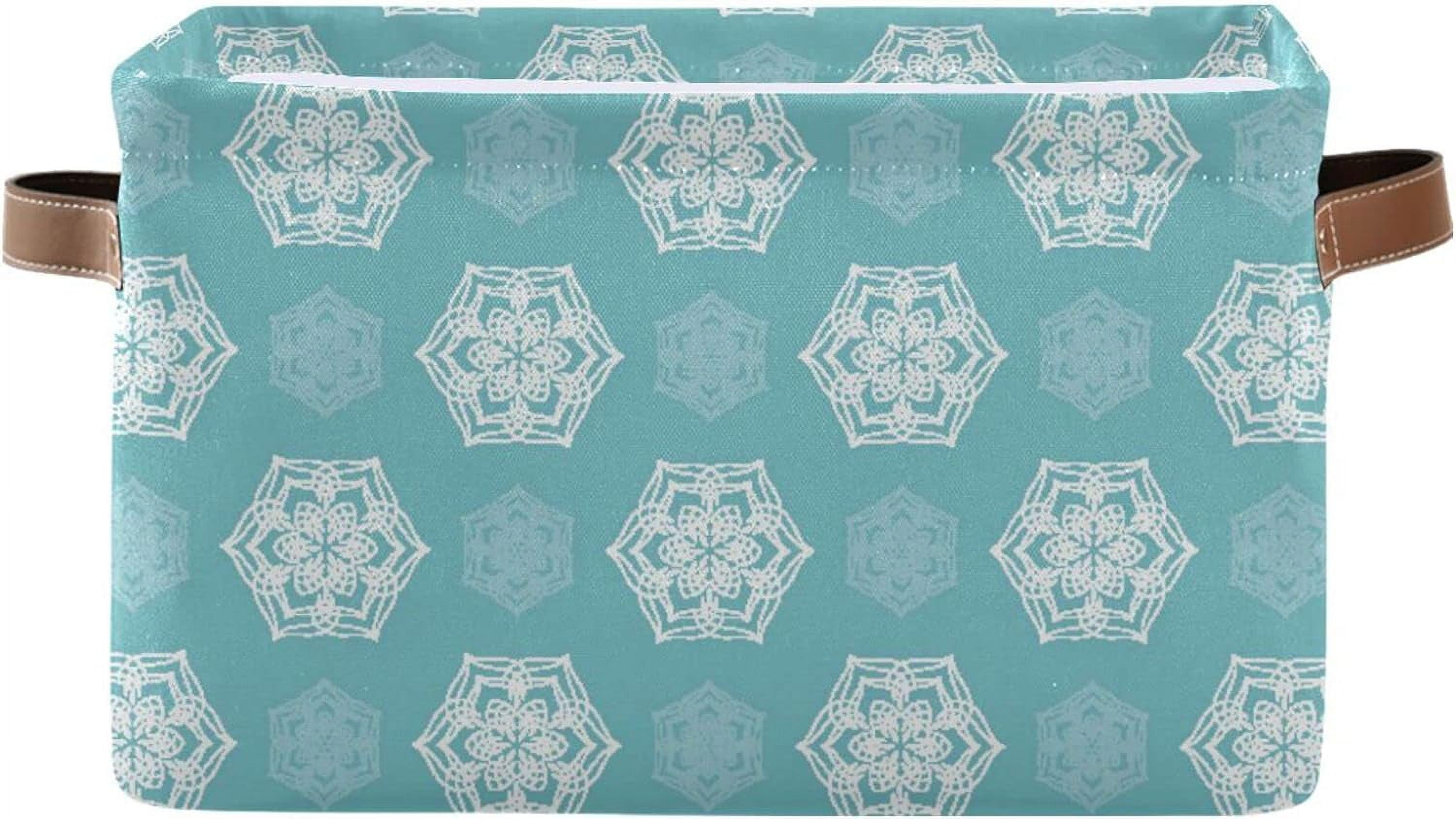 FREEAMG White Lotus Storage Basket with Handles Collapsible Storage ...