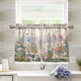 thumbnail image 1 of FREEAMG Wild Flowe Half Window Tier Curtains 36 Inch Blackout Thermal Insulating Kitchen Linen Tier Curtains for Kitchen,Bathroom,Cafe, 1 of 7