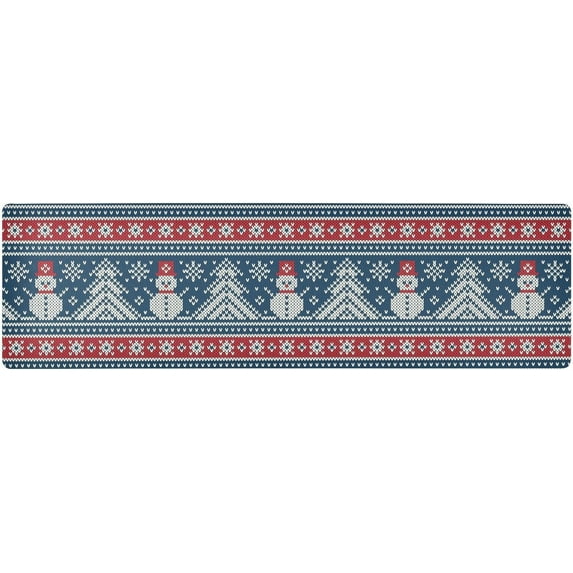 FREEAMG Winter Knitting Snowman Long Trivet Table Runner Non-Slip Heat Resistant Table Protector Waterproof Easy to Clean Christmas Tree Hot Pads Pot Holders Table Mats