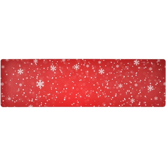 FREEAMG Winter Red Snow Long Trivet Table Runner Non-Slip Heat Resistant Table Protector Waterproof Easy to Clean Christmas Snowy Hot Pads Pot Holders Table Mats