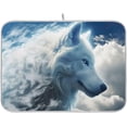 thumbnail image 1 of FREEAMG Wolf Cloud Sky White Dish Drying Mat for Kitchen Counter, Ultra Absorbent Reversible Microfiber Dishes Drying Rack Pad Heat-resistant Mats 18x24in, 1 of 7