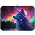 thumbnail image 1 of FREEAMG Wolf Galaxy Forest Dish Drying Mat for Kitchen Counter, Ultra Absorbent Reversible Microfiber Dishes Drying Rack Pad Heat-resistant Mats 16x18in, 1 of 7