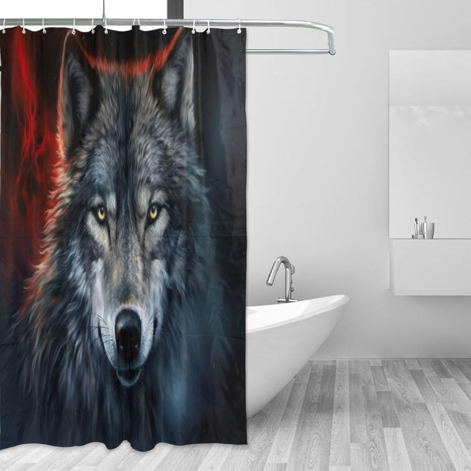 3D Hand Painted Gouache Wolf 130 Shower Curtain