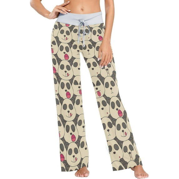 FREEAMG Women Pajama Pants Lounge Pants Long Stretch Comfy Sleepwear Panda Retro