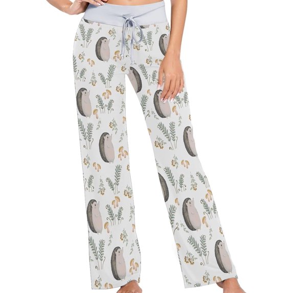 FREEAMG Womens Foal Comfy Drawstring Lounge Pajama Pants High-Waist Wide Leg Sleepwear Bottom
