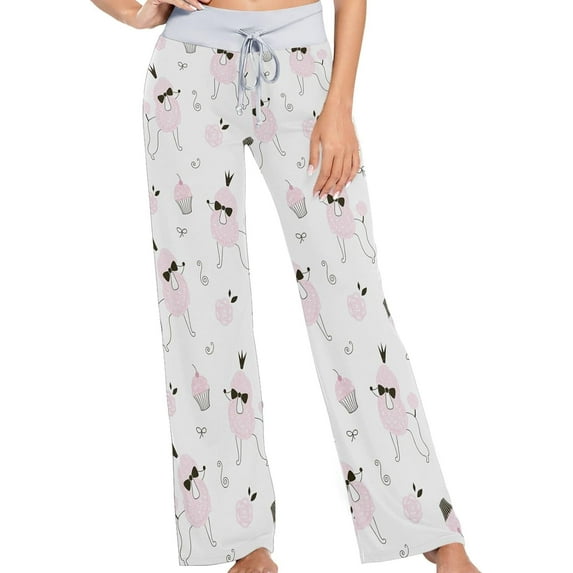 FREEAMG Womens Foal Comfy Drawstring Lounge Pajama Pants High-Waist Wide Leg Sleepwear Bottom