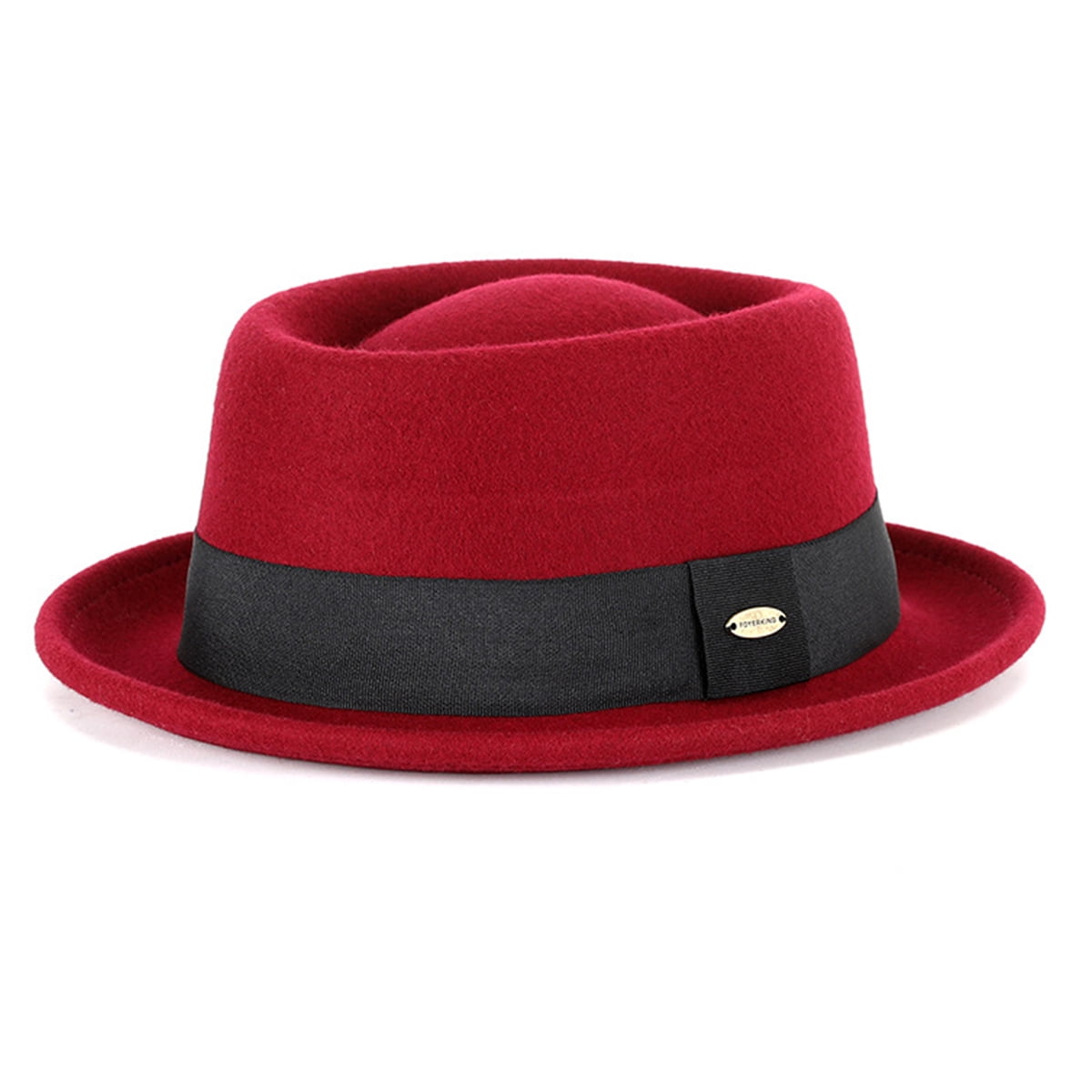 100% Wool Felt Fedora Hat Vintage Short Brim Trilby Pork Pie Hat Unisex Classic Pork Pie Trilby Wool Blend Vintage Diamond Shape  main image 3