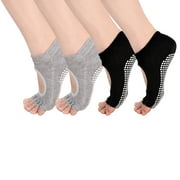 FREEBIRD99 4 Pairs Women Low Rise Non Slip Yoga Toeless Socks - 2 Black/2 Grey