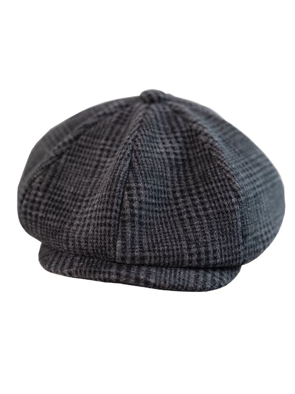 8 Panel Wool Blend Mens Newsboy Flat Cap Herringbone Paperboy Cabbie Gatsby Hat - Dark Gray #45464757 - M