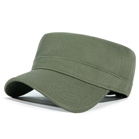 FREEBIRD99 Cotton Twill Flat Top Peaked Hat Army Military Cadet Cap - Olive Green