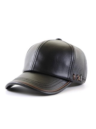 Buy Men's Leather Baseball Cap (Pack Of 1) (GR-YL-JAALI-CAP-P_Black_Free  Size) at