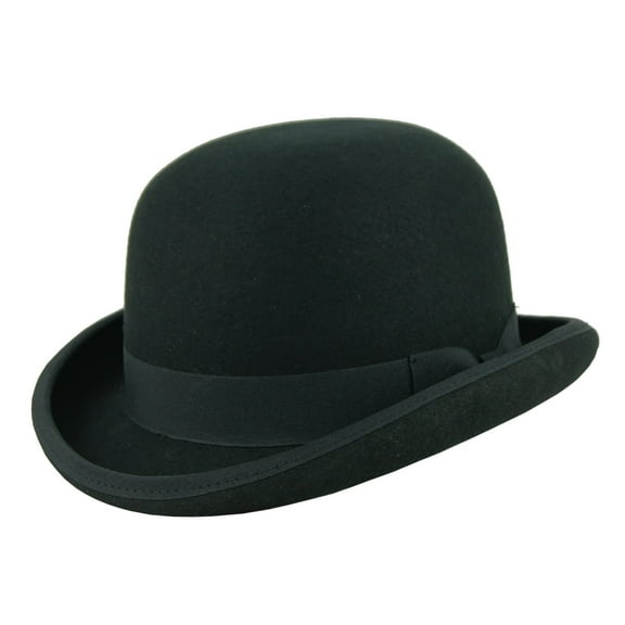 FREEBIRD99 Men's Wool Fedora Bowler Hats Rolled Brim Felt Derby Dress Hat for Men Women - Black - M
