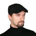 thumbnail image 1 of FREEBIRD99 Mens Newsboy Gatsby Flat Cap Solid Hunting Cabbie Driving Ivy Irish Hat - black #0021, 1 of 5
