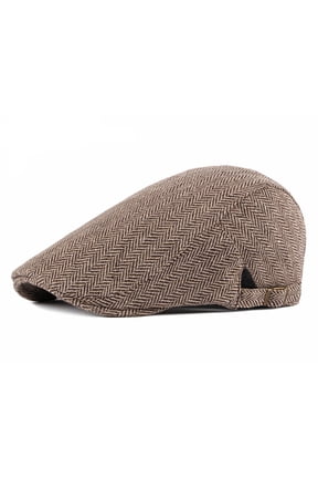 Newsboy Herringbone Gatsby Flat Cap Cabbie Driving Double Layers Ivy Irish Hat - brown #1035