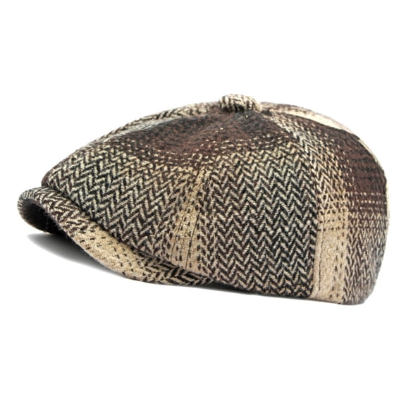 FREEBIRD99 Newsboy Herringbone Ivy Irish Flat Cap Paperboy Cabbie Gatsby Hat - Brown #2396