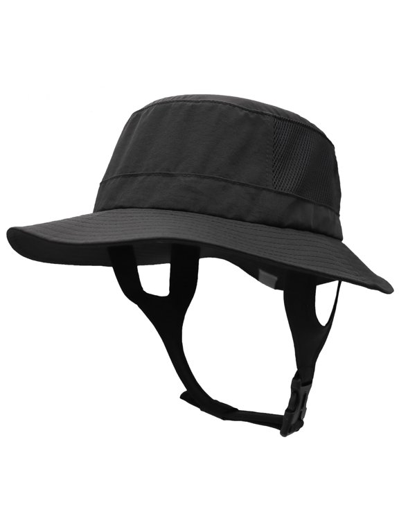 Unisex-Adult UPF 50+ Surf Bucket Hat Adjustable Chin Strap Sun Hat - Black #17004