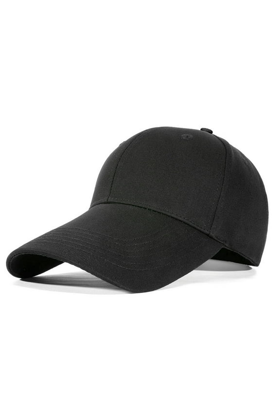 Unisex Structured Long Bill 4 1/3 Inch - 11 cm Adjustable Cotton Long Brim Baseball Cap - black-xl #16012