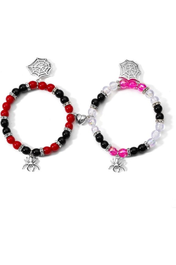 Spider Matching Heart Energy Stone Beads Bracelet