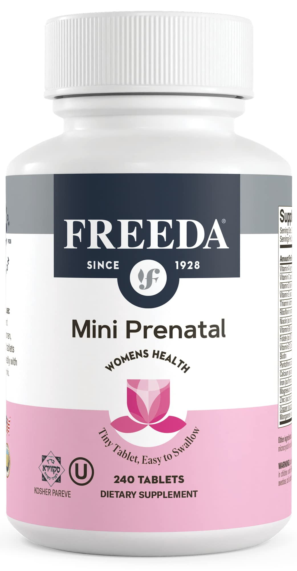 FREEDA Mini Prenatal Vitamin Kosher, Tiny EasytoSwallow Tablets