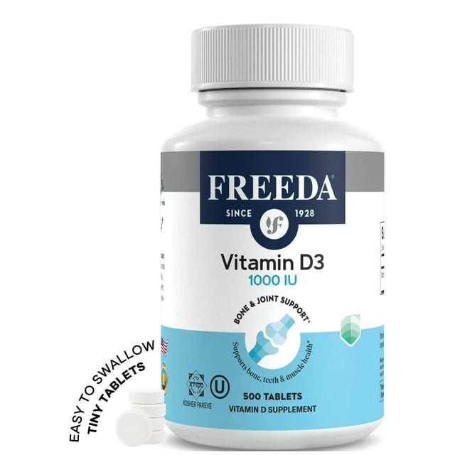 FREEDA Vitamin D31000 IU Pure High Potency Kosher Supplement Tablets