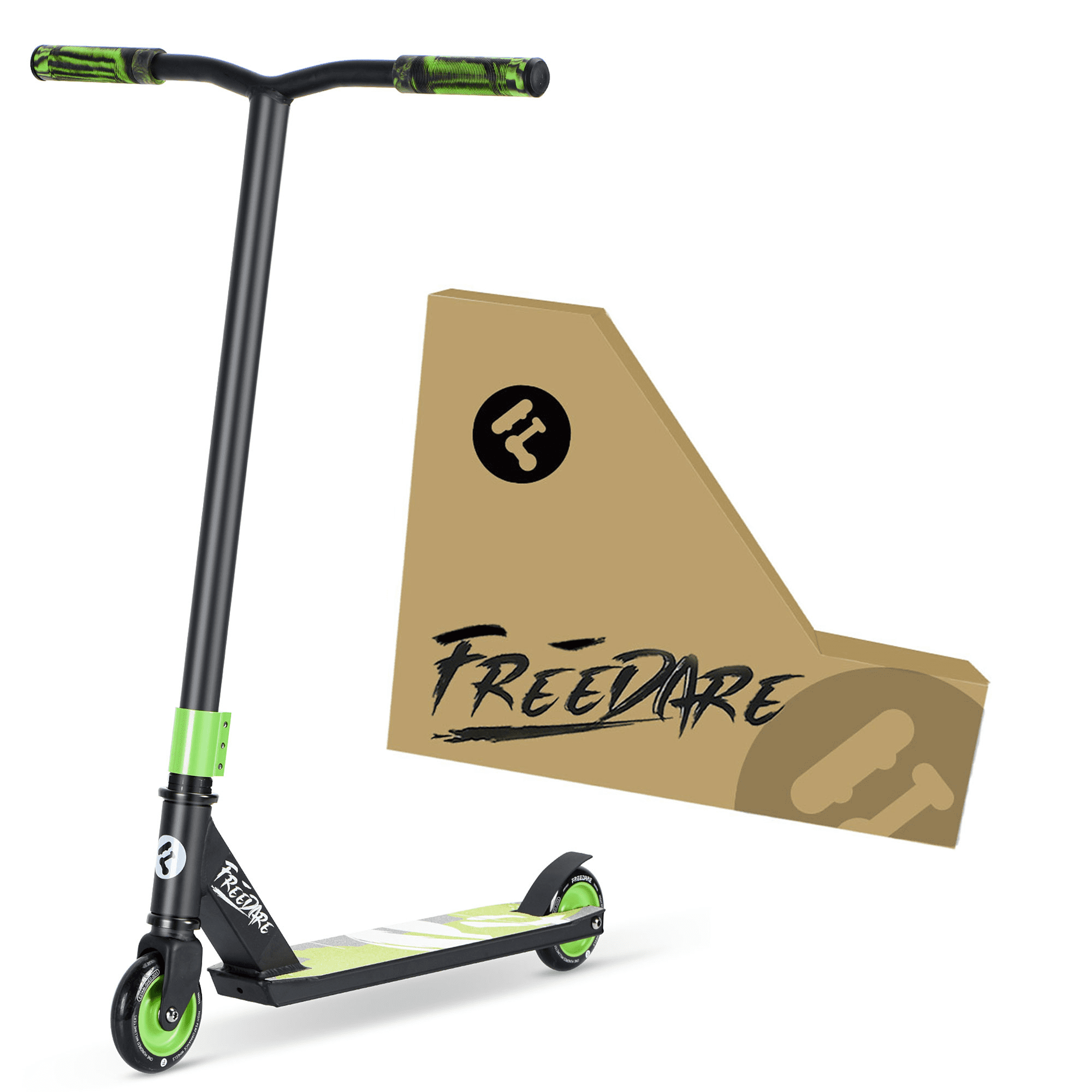 Carromco Professionele Stunt Roller Action Rider 100 - Skatepark Scooter met HIC-compressiesysteem, kickscooter groen-zwart, freestyle step Carromco Professionele Stunt Roller Action Rider 100 - Skatepark Scooter met HIC-compressiesysteem, kickscooter groen-zwart, freestyle step
