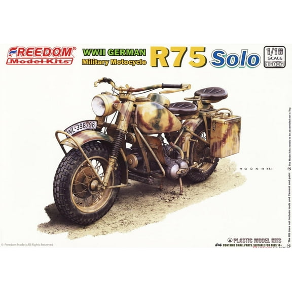 FREEDOM 16006 1:16 Military Motocycle R75 Solo Model Kit