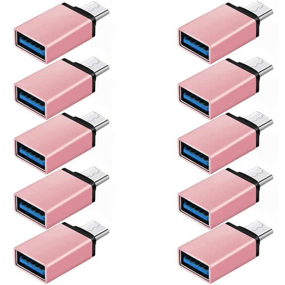 FREEDOMTECH USB C to USB Adapter Type C OTG (10-Pack) USB C Male to USB 3.0 A Female Connector Compatible for MacBook Pro 2019 2018, Samsung Galaxy S10 S9 S8 Note 9 8, LG V40 V30 G6, Google Pixel 2 XL