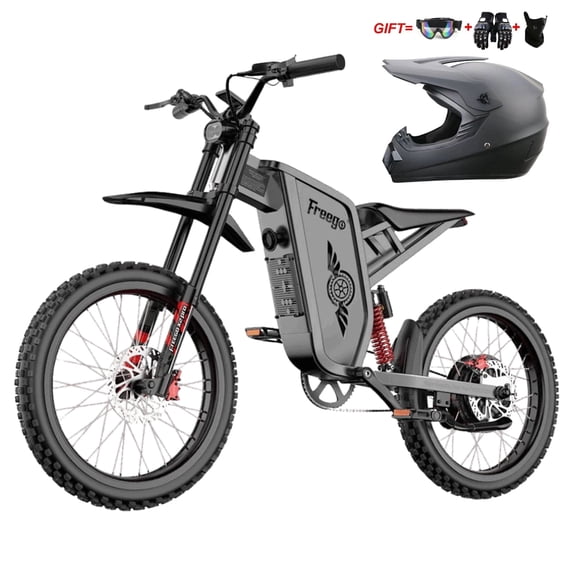 FREEGO X2 Pro Electric Bike for Adults,6000W Peak Motor,60V 30Ah Battery,50 MPH,56 Miles,Full Suspension,Hydraulic Disc Brakes,E-Bike Gray