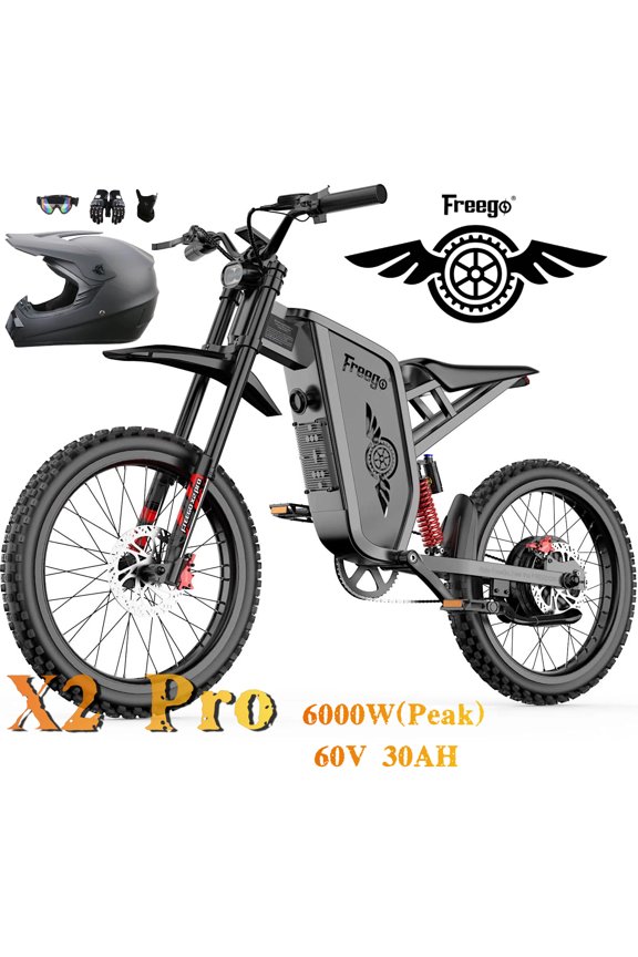 X2 Pro Electric Dirt Bike for Teens & Adults,6000W Peak Motor,60V 30Ah Battery,50 MPH,19" Tires Electric Motorcycle,UL2849