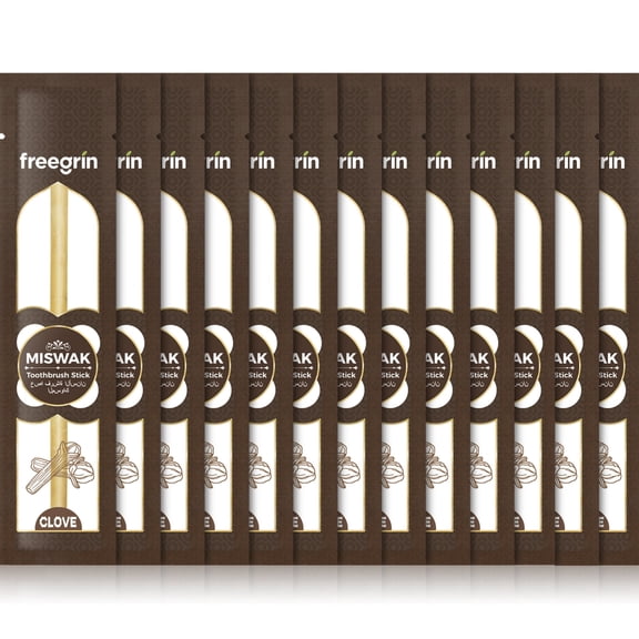 FREEGRIN 13 Pack Premium Miswak Sticks | Handpicked Thick-Cut Organic Toothbrushes | Durable Oral Care, Fresh Breath & Eco-Friendly | Clove Flavor