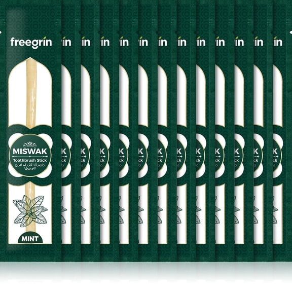 FREEGRIN 13 Pack Premium Miswak Sticks | Handpicked Thick-Cut Organic Toothbrushes | Durable Oral Care, Fresh Breath & Eco-Friendly | Mint Flavor