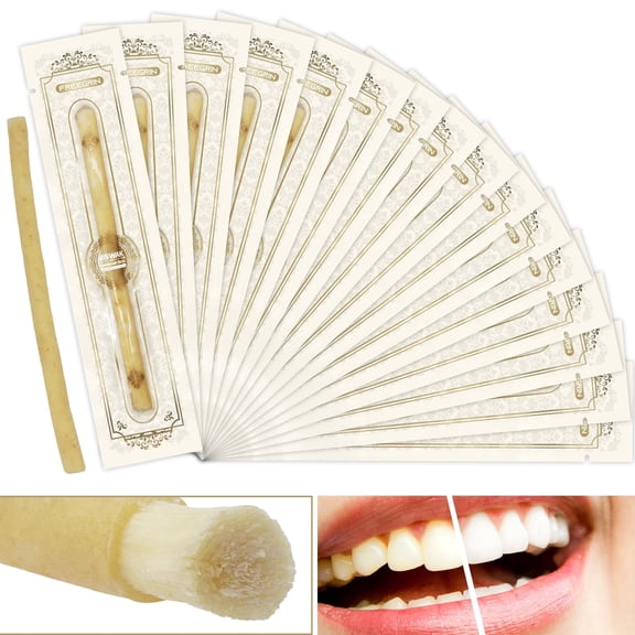 FREEGRIN 16 Pack Natural Miswak Sticks, Organic Wooden Miswak Toothbrush for Healthy Gums & Fresher Breath, No Toothpaste Required, Original Flavor
