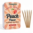 thumbnail image 1 of FREEGRIN Peach Flavored Toothpicks, 100 Count Birch Wood Sugar Free Picks, Fresh Breath After Meal, Portable Iron Tin Box Packaging, 1 of 7