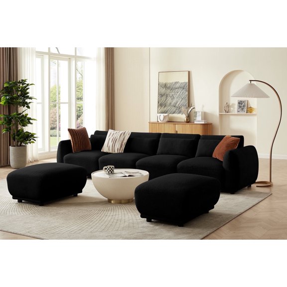 FREEHOMAE Sectional Sofa Couch,Convertible U Shaped Sectional,Modular Sectional Couches for Living Room,L Shaped Couch,Cloud Couch with Removable Ottomans