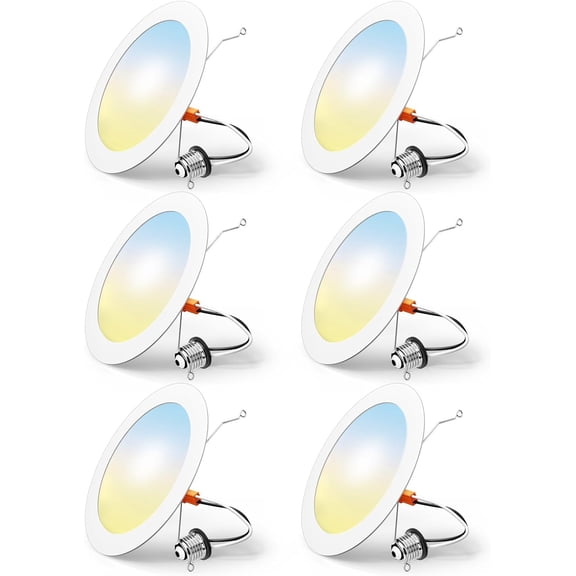 FREELIT 6 Pack Retrofit LED Recessed Lighting 6 In, Selectable 2700K/3000K/4000K/5000K/6000K, Dimmable Flat LED Can Lights, 10W=110W, 1000LM, IC & Damp Rated, ETL & FCC, White