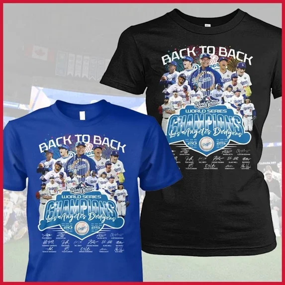 FREESHIP-Dodgers Back To Back World Series 2024 2025 Champions ,Black Color,Size XL