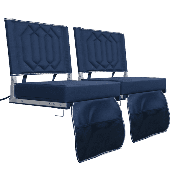 FREESKY 2-Pack Stadium Seats for Bleachers, 2.8" Extra Thick Padded Cushion & Back Support, 380lbs Load Capacity, Portable Foldable Sports Chairs with Storage Pocket, Blue